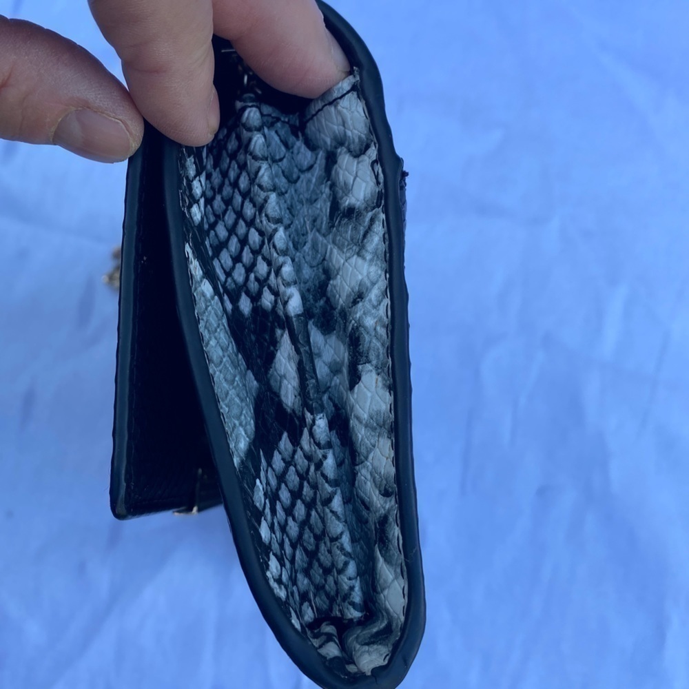 Aldo Clench Purse Black Snakeskin - Picture 5 of 15
